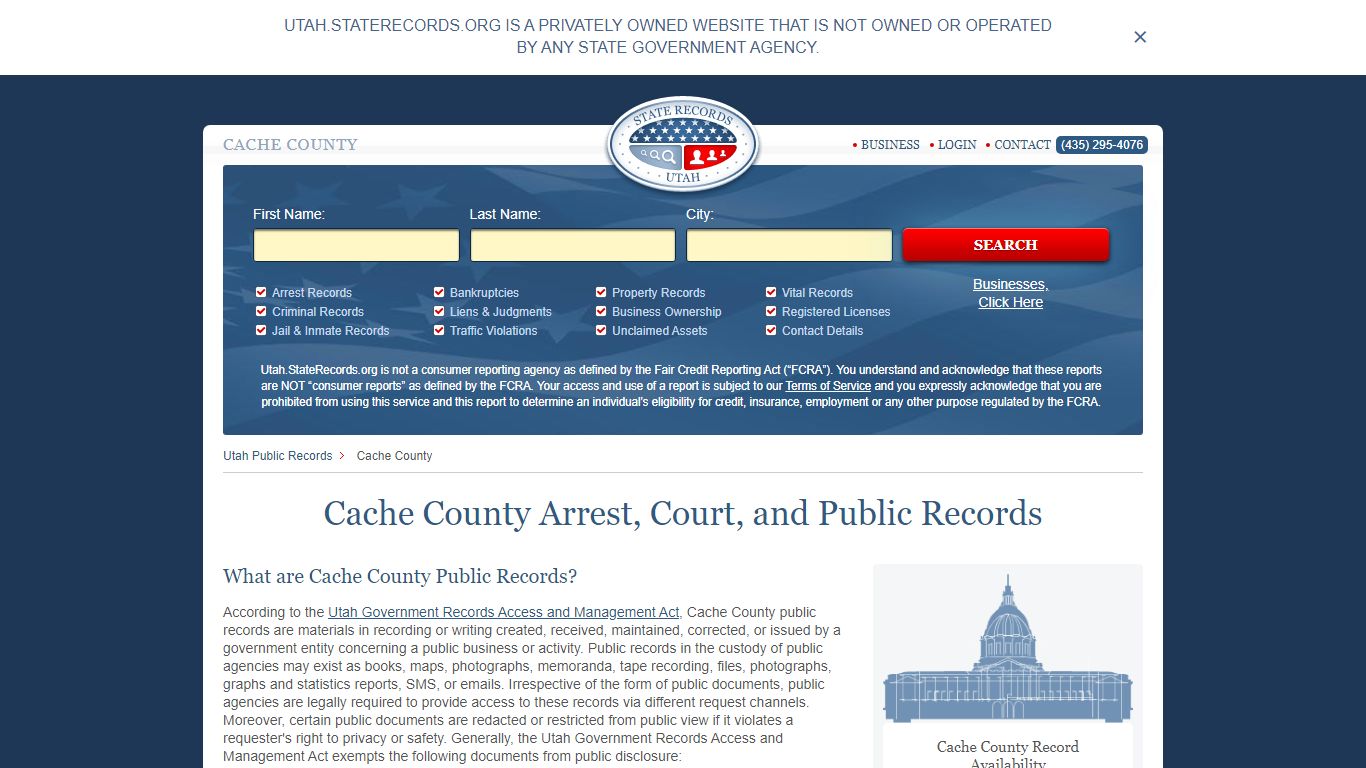 Cache County Arrest, Court, and Public Records